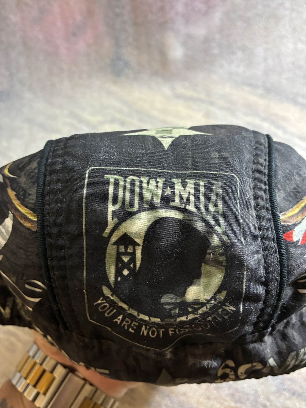 POW/MIA "You Are Not Forgotten" black do-rag skull cap